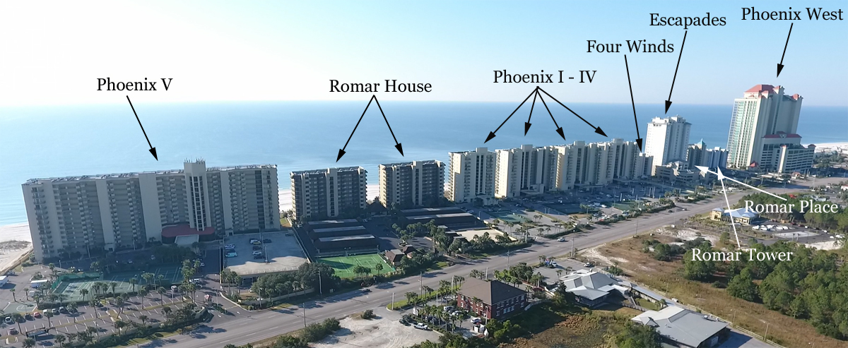 Aerial Condo Map of Orange Beach